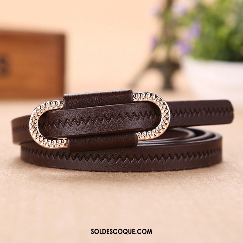 Ceinture Femme Simple Cuir Véritable Décoration Loisir Bleu En Vente