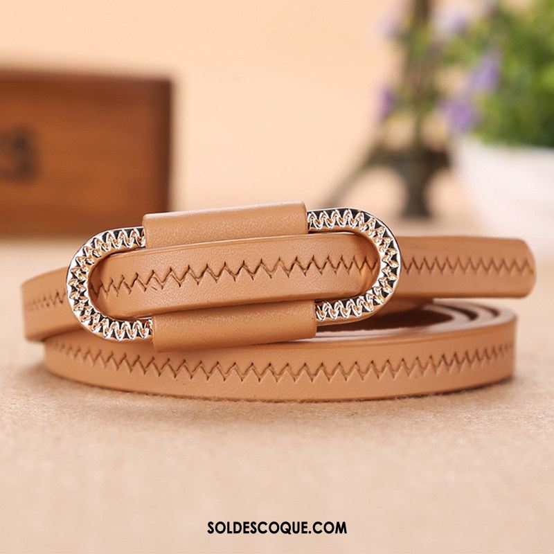 Ceinture Femme Simple Cuir Véritable Décoration Loisir Bleu En Vente