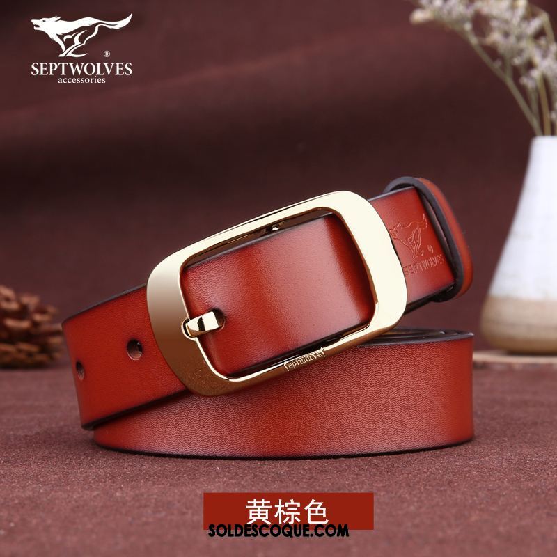 Ceinture Femme Simple Personnalité Tendance Cuir Véritable Boucle Soldes