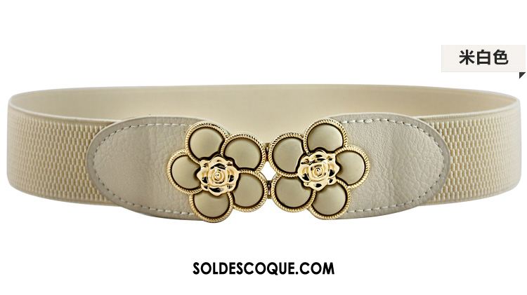 Ceinture Femme Simple Élasticité Fleurs Décoration Noir Pas Cher