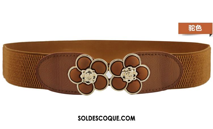 Ceinture Femme Simple Élasticité Fleurs Décoration Noir Pas Cher