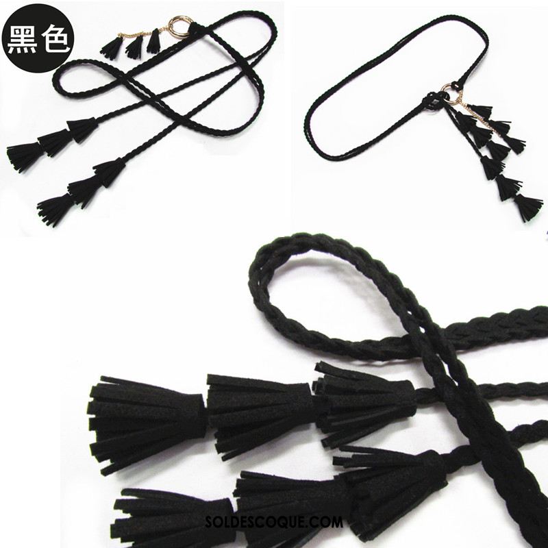 Ceinture Femme Tassel Dentelle Noir Bien Mousseline De Soie En Vente