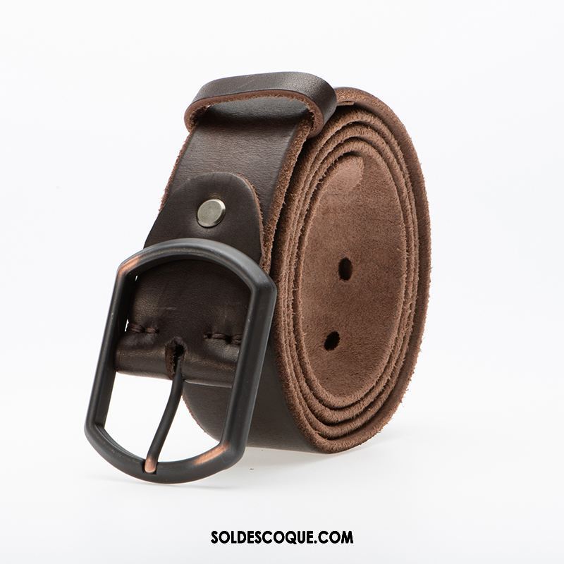 Ceinture Homme All-match Boucle Cuir De Vache Loisir Jeune En Vente