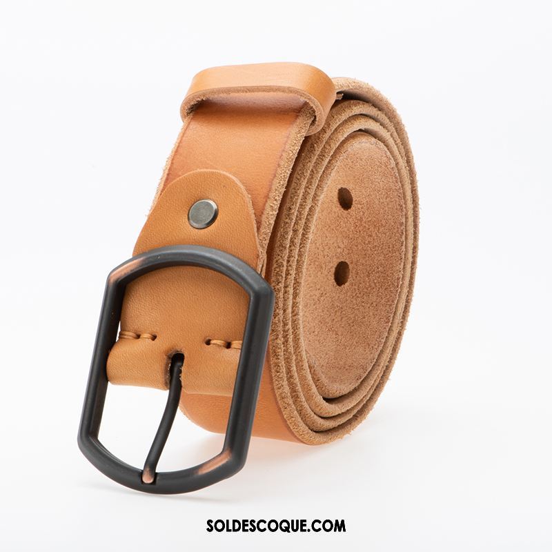 Ceinture Homme All-match Boucle Cuir De Vache Loisir Jeune En Vente