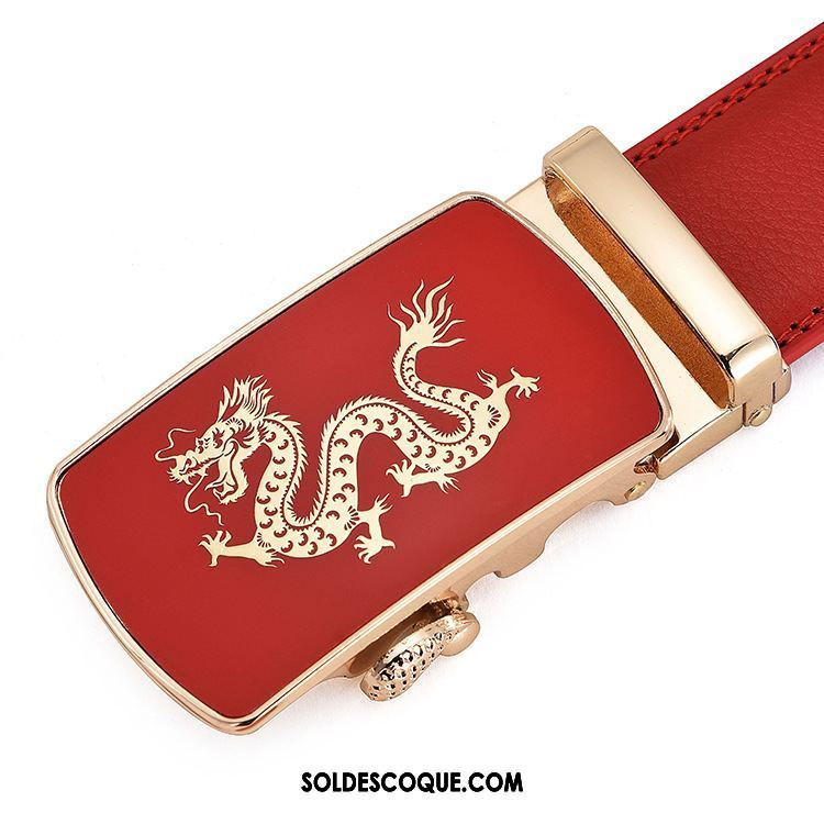 Ceinture Homme All-match Rouge Le Marié Cuir De Vache Mode Soldes