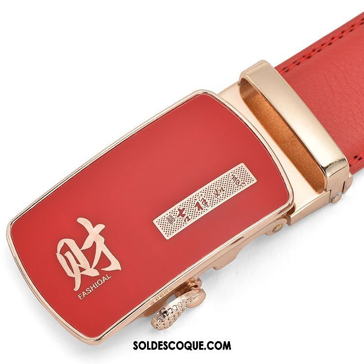 Ceinture Homme All-match Rouge Le Marié Cuir De Vache Mode Soldes