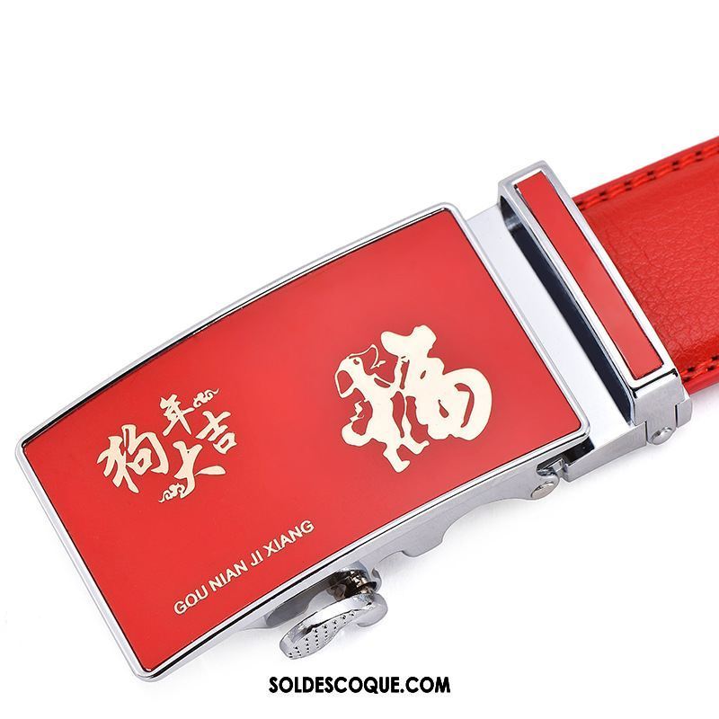 Ceinture Homme All-match Rouge Le Marié Cuir De Vache Mode Soldes