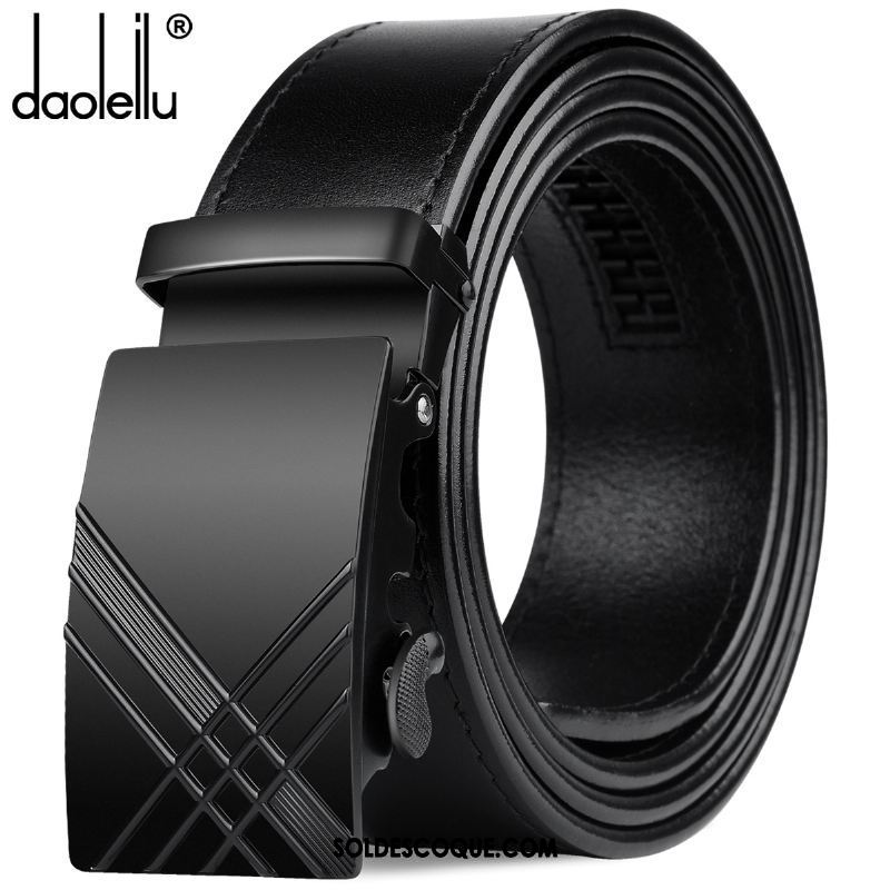 Ceinture Homme Authentique Jeunesse Noir Couche De Tête Cuir De Vache Pas Cher