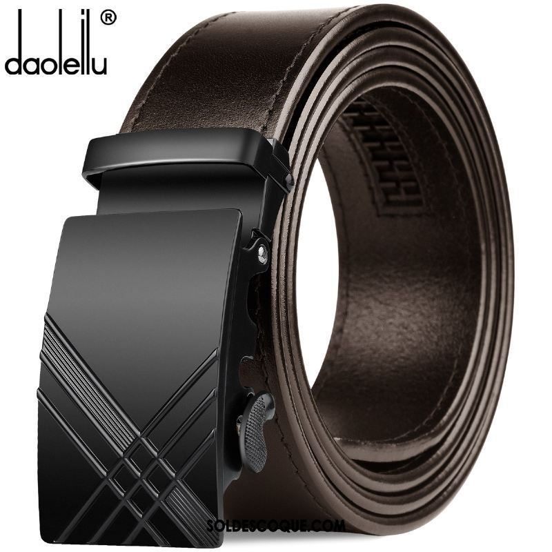 Ceinture Homme Authentique Jeunesse Noir Couche De Tête Cuir De Vache Pas Cher