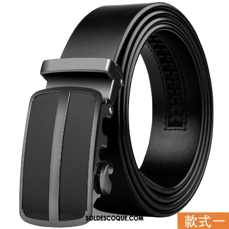 Ceinture Homme Bien Étroit Loisir Cuir Véritable Noir Pas Cher