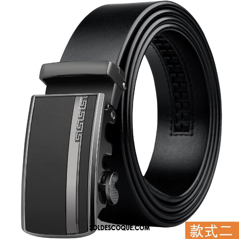 Ceinture Homme Bien Étroit Loisir Cuir Véritable Noir Pas Cher