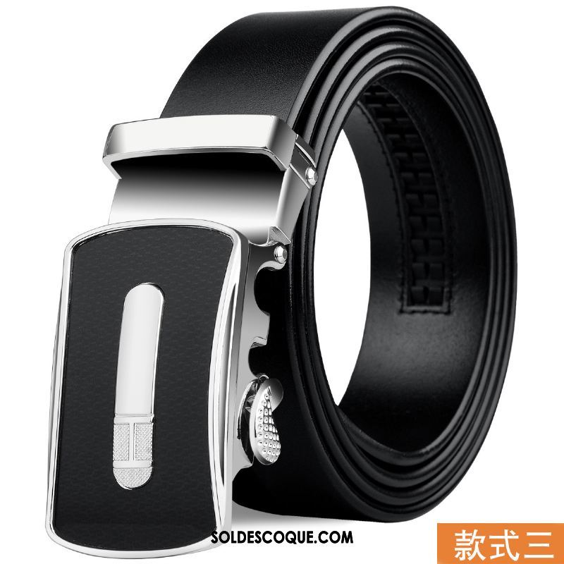 Ceinture Homme Bien Étroit Loisir Cuir Véritable Noir Pas Cher