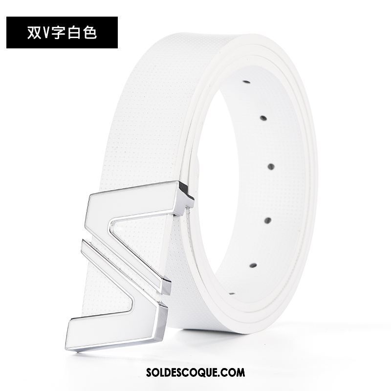 Ceinture Homme Blanc Cuir De Vache Jeunesse Cuir Véritable Noir En Ligne