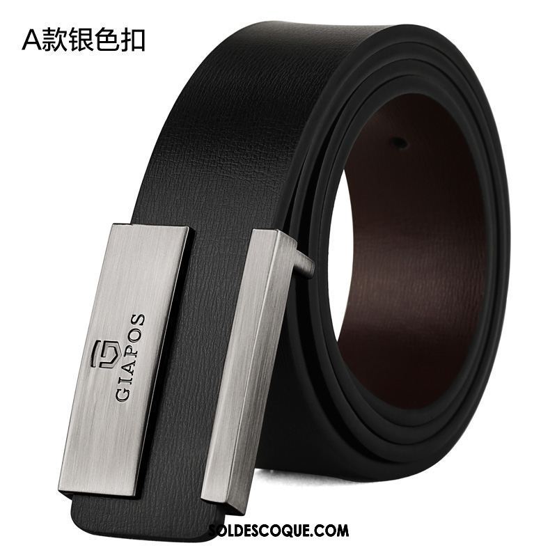 Ceinture Homme Blanc Entreprise Cuir De Vache Cuir Véritable Jeunesse Pas Cher