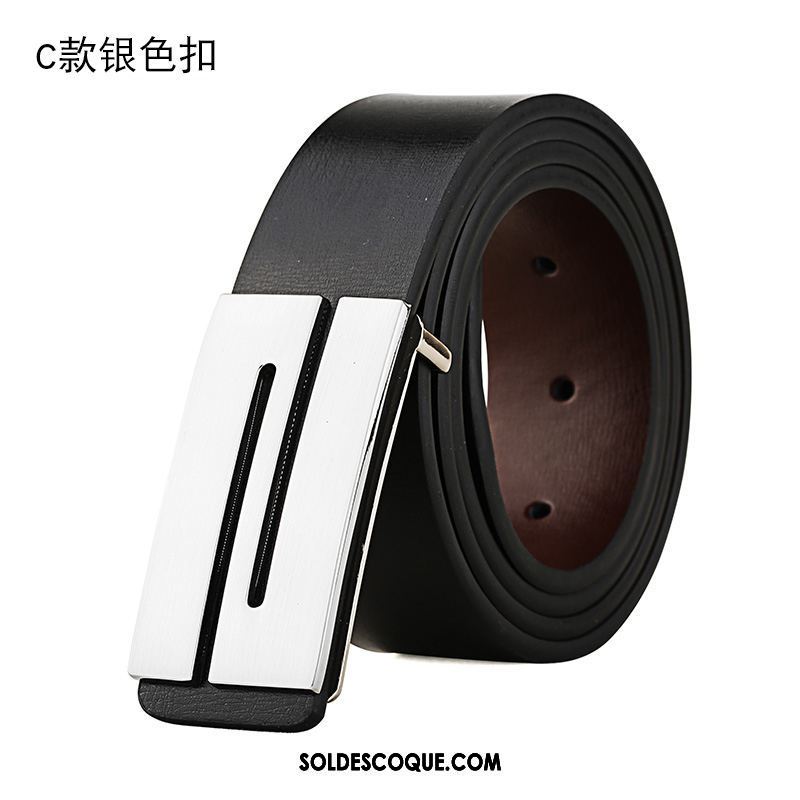 Ceinture Homme Blanc Entreprise Cuir De Vache Cuir Véritable Jeunesse Pas Cher