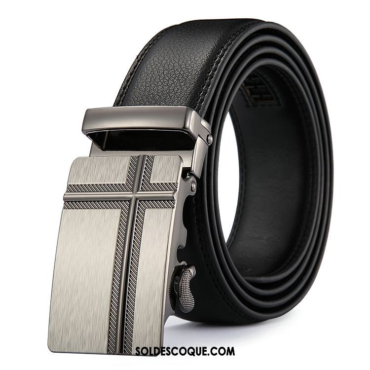 Ceinture Homme Boucle Automatique Entreprise Pure Cuir De Vache Tendance En Ligne