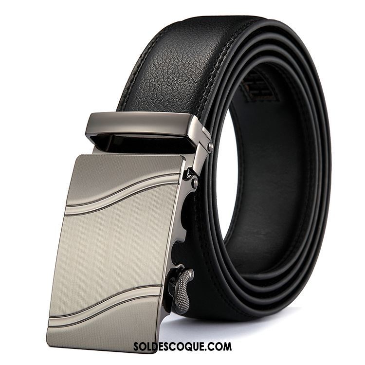 Ceinture Homme Boucle Automatique Entreprise Pure Cuir De Vache Tendance En Ligne