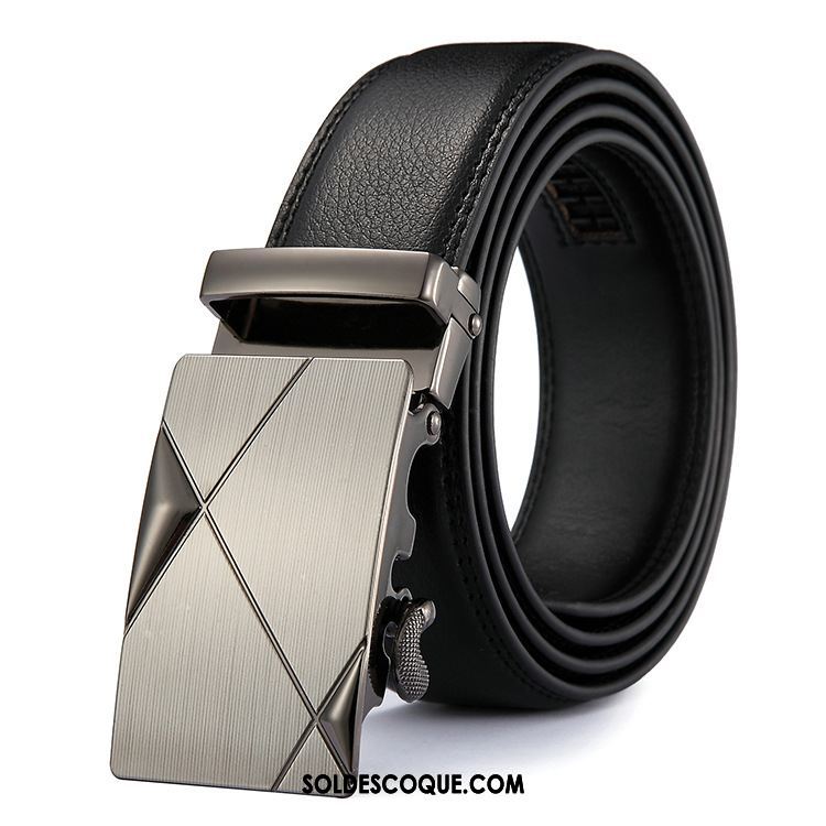 Ceinture Homme Boucle Automatique Entreprise Pure Cuir De Vache Tendance En Ligne