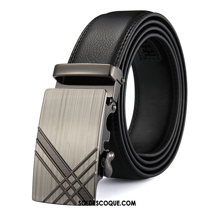 Ceinture Homme Boucle Automatique Entreprise Pure Cuir De Vache Tendance En Ligne