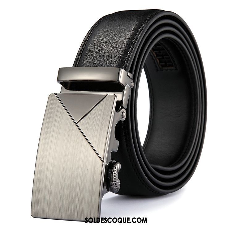 Ceinture Homme Boucle Automatique Entreprise Pure Cuir De Vache Tendance En Ligne