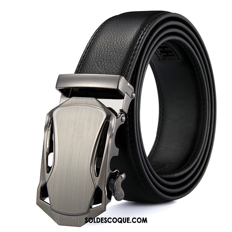 Ceinture Homme Boucle Automatique Entreprise Pure Cuir De Vache Tendance En Ligne