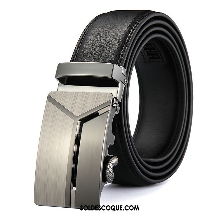 Ceinture Homme Boucle Automatique Entreprise Pure Cuir De Vache Tendance En Ligne