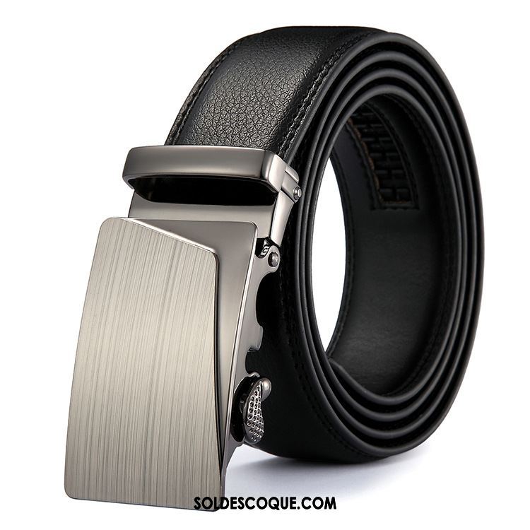 Ceinture Homme Boucle Automatique Entreprise Pure Cuir De Vache Tendance En Ligne