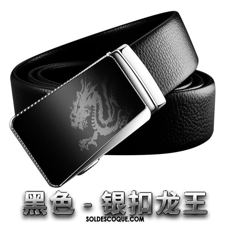 Ceinture Homme Boucle Automatique Jeunesse Personnalité Âge Moyen Cuir Véritable Soldes