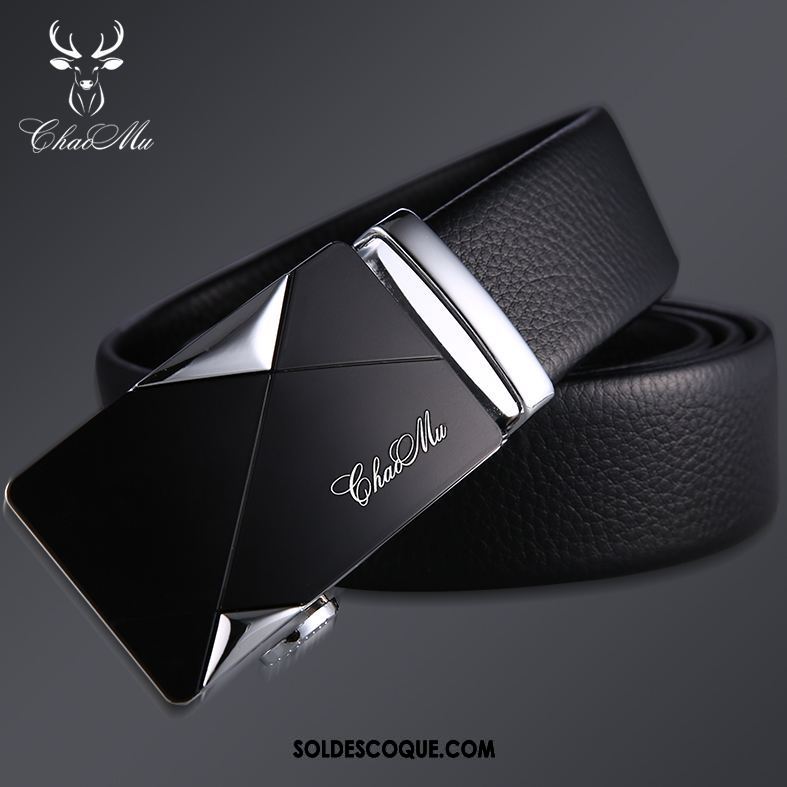 Ceinture Homme Boucle Automatique Jeunesse Personnalité Âge Moyen Cuir Véritable Soldes