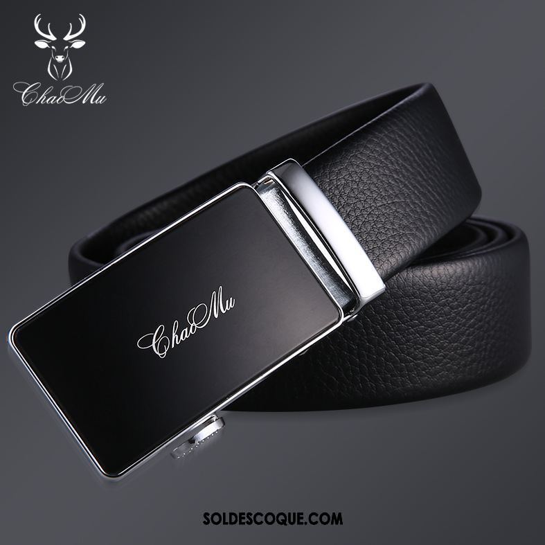 Ceinture Homme Boucle Automatique Jeunesse Personnalité Âge Moyen Cuir Véritable Soldes