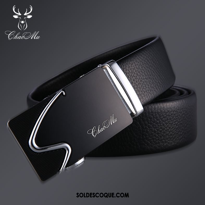 Ceinture Homme Boucle Automatique Jeunesse Personnalité Âge Moyen Cuir Véritable Soldes