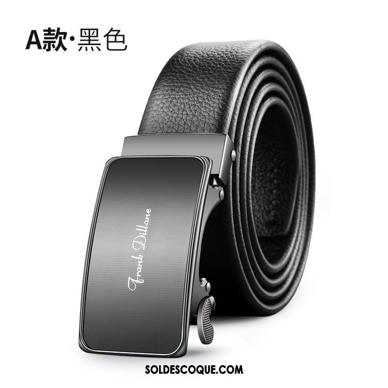 Ceinture Homme Boucle Automatique Jeunesse Personnalité Âge Moyen Cuir Véritable Soldes