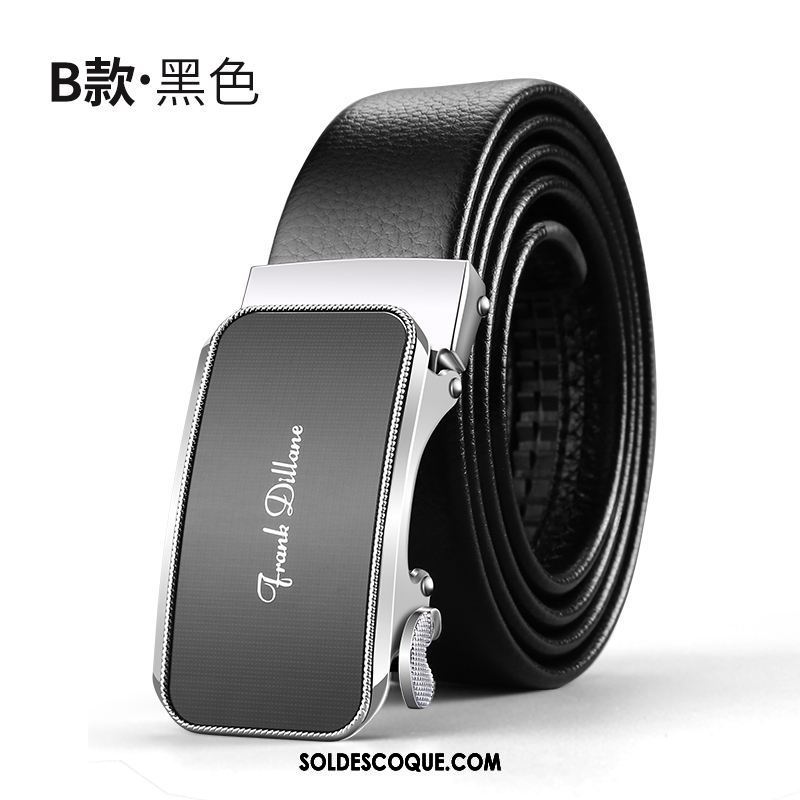 Ceinture Homme Boucle Automatique Jeunesse Personnalité Âge Moyen Cuir Véritable Soldes