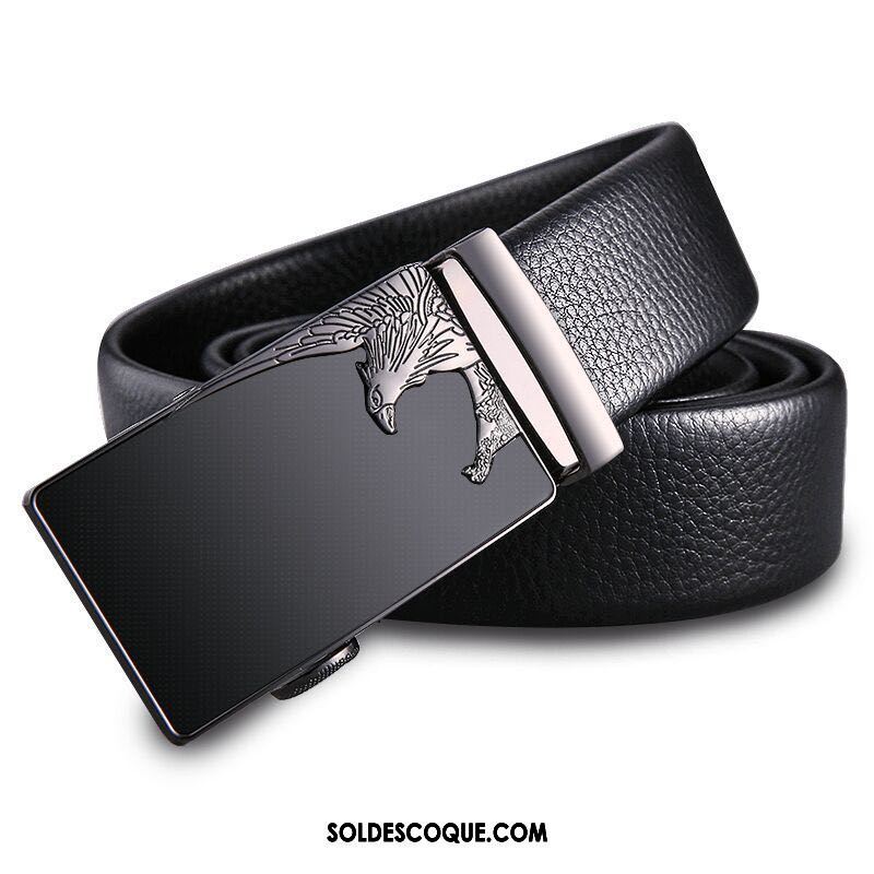 Ceinture Homme Boucle Automatique Jeunesse Personnalité Âge Moyen Cuir Véritable Soldes