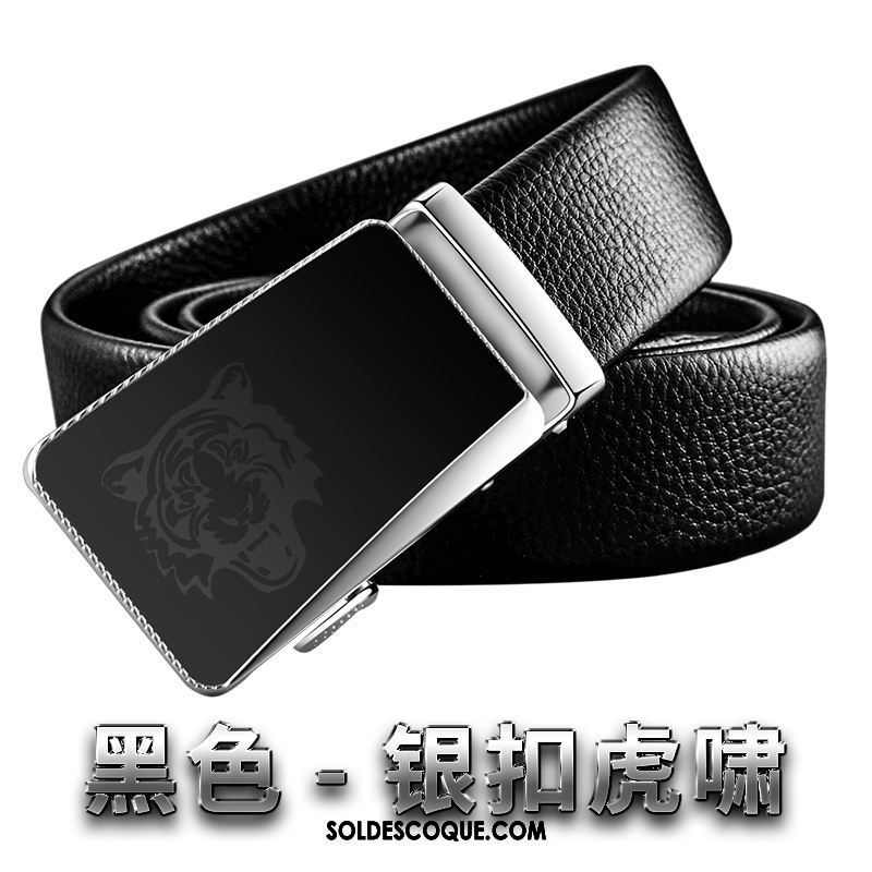 Ceinture Homme Boucle Automatique Jeunesse Personnalité Âge Moyen Cuir Véritable Soldes