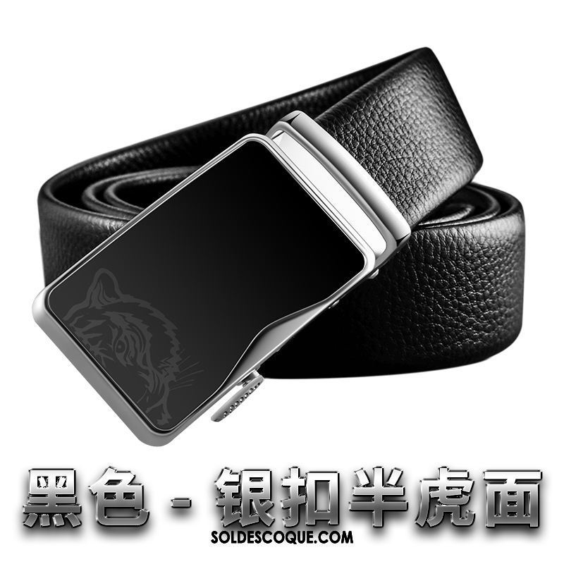 Ceinture Homme Boucle Automatique Jeunesse Personnalité Âge Moyen Cuir Véritable Soldes