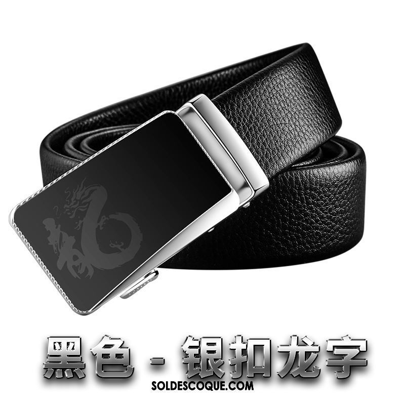 Ceinture Homme Boucle Automatique Jeunesse Personnalité Âge Moyen Cuir Véritable Soldes