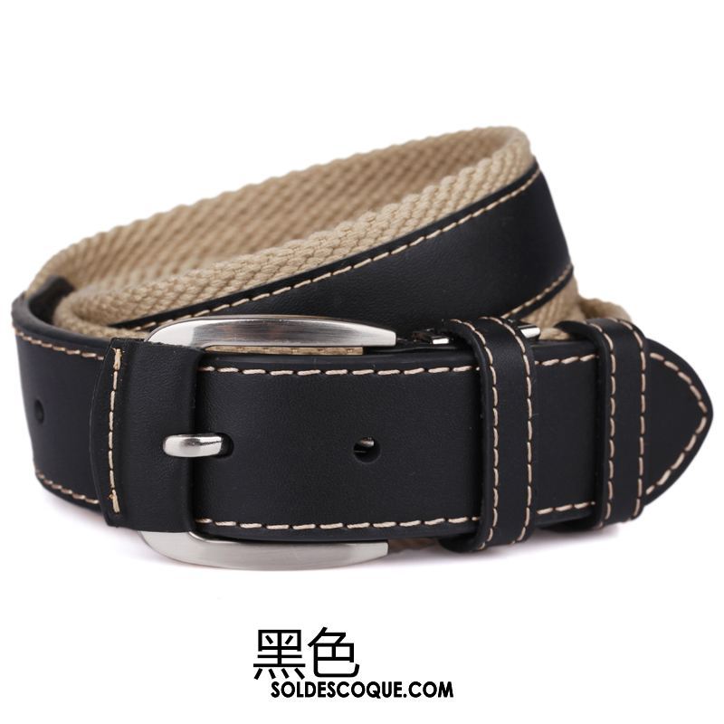 Ceinture Homme Boucle Respirant Piqûre Étudiant Noir En Vente