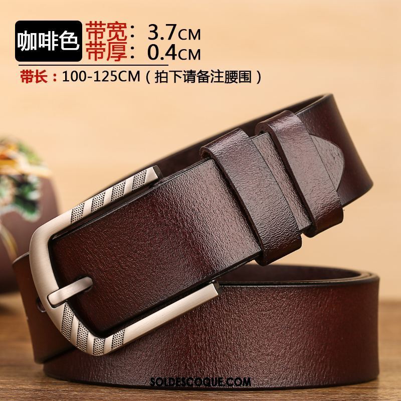 Ceinture Homme Boucle Tendance All-match Cuir De Vache Loisir Soldes