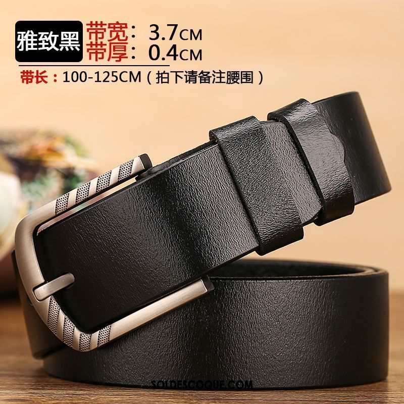 Ceinture Homme Boucle Tendance All-match Cuir De Vache Loisir Soldes