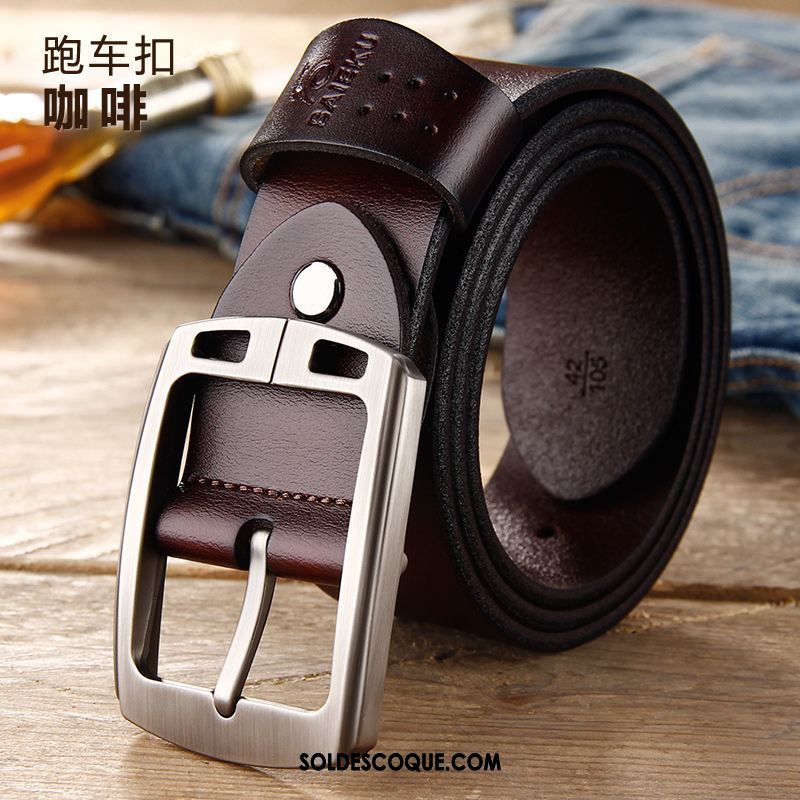 Ceinture Homme Boucle Tendance Loisir Jeunesse Cuir De Vache Soldes