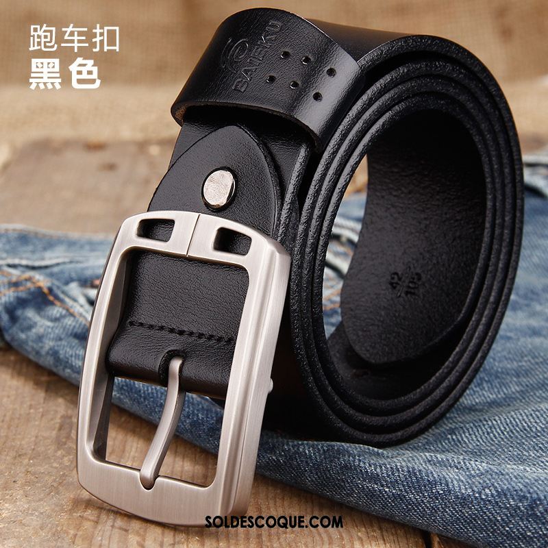 Ceinture Homme Boucle Tendance Loisir Jeunesse Cuir De Vache Soldes