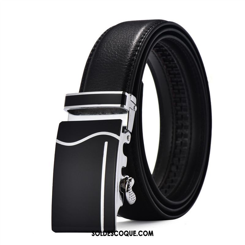 Ceinture Homme Cadeau Loisir Noir Milieu Cuir Véritable Soldes