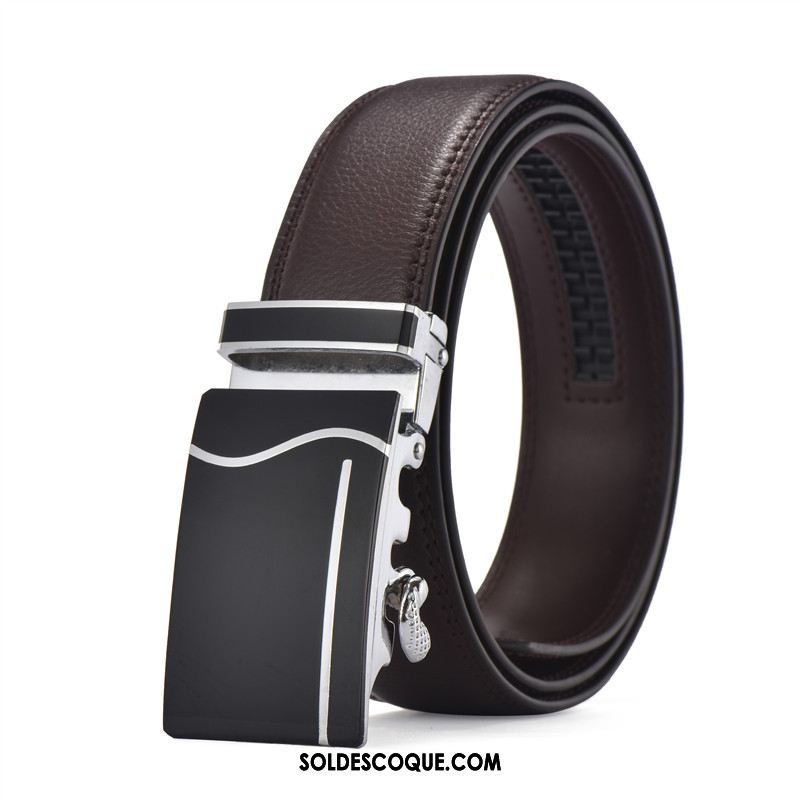 Ceinture Homme Cadeau Loisir Noir Milieu Cuir Véritable Soldes