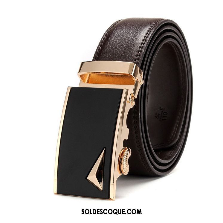 Ceinture Homme Cadeau Loisir Noir Milieu Cuir Véritable Soldes