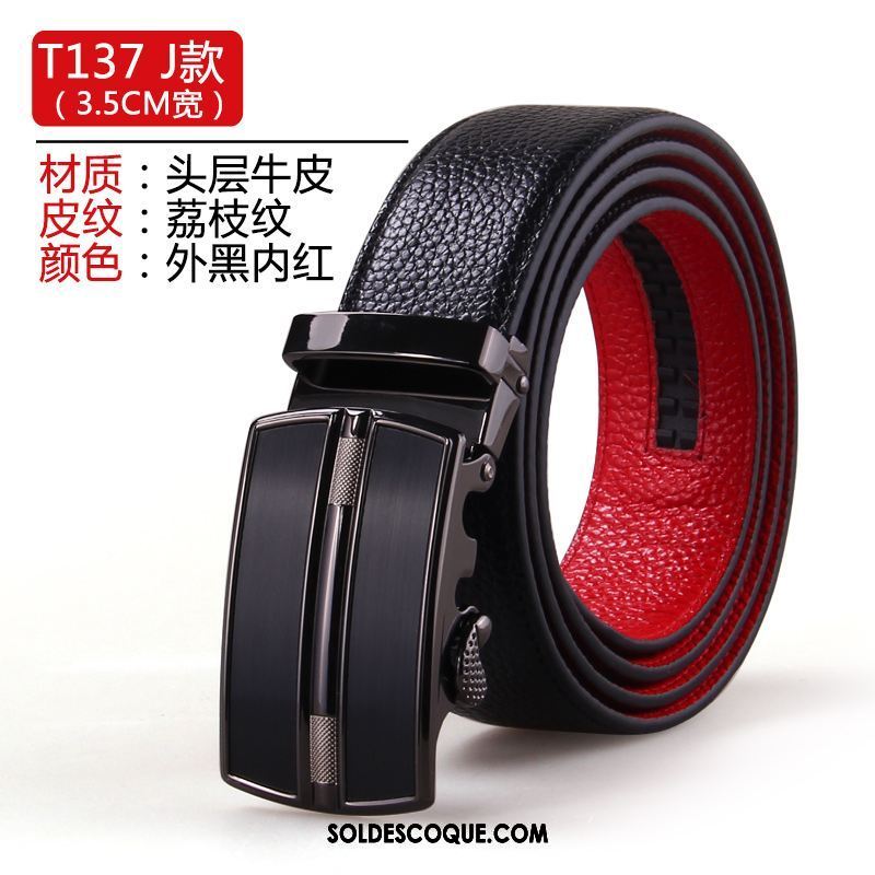 Ceinture Homme Cadeau Marier Rouge Pure Cuir Véritable En Ligne