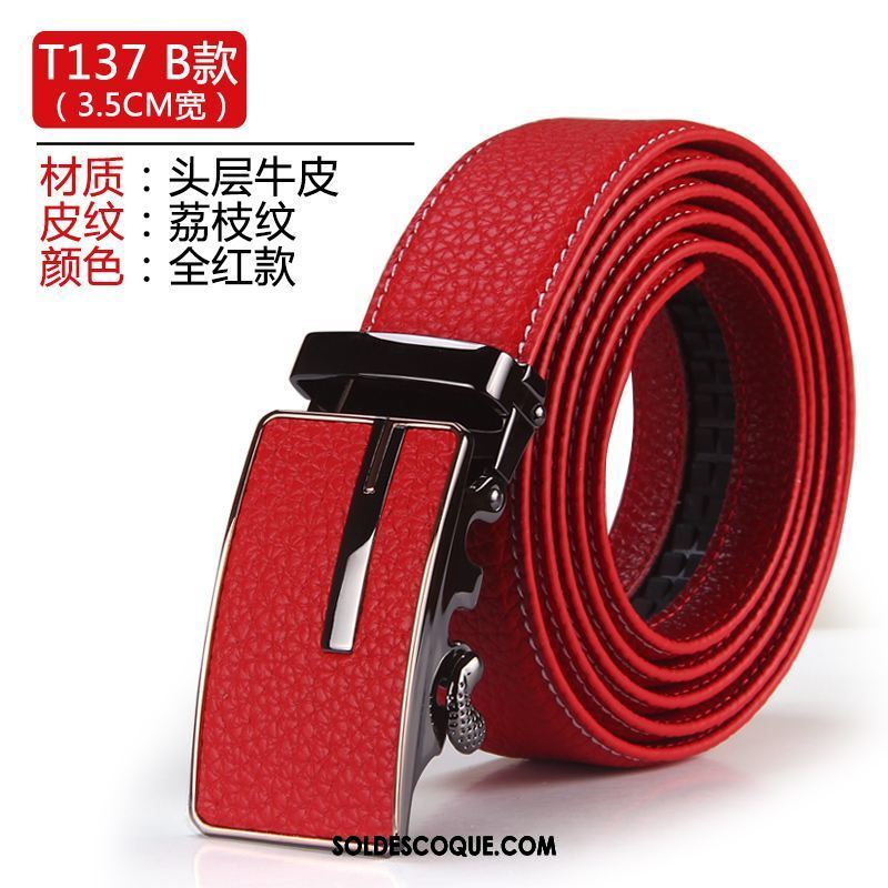 Ceinture Homme Cadeau Marier Rouge Pure Cuir Véritable En Ligne