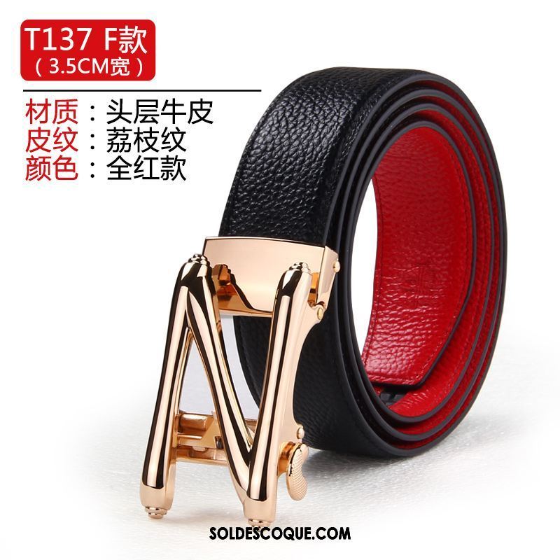 Ceinture Homme Cadeau Marier Rouge Pure Cuir Véritable En Ligne