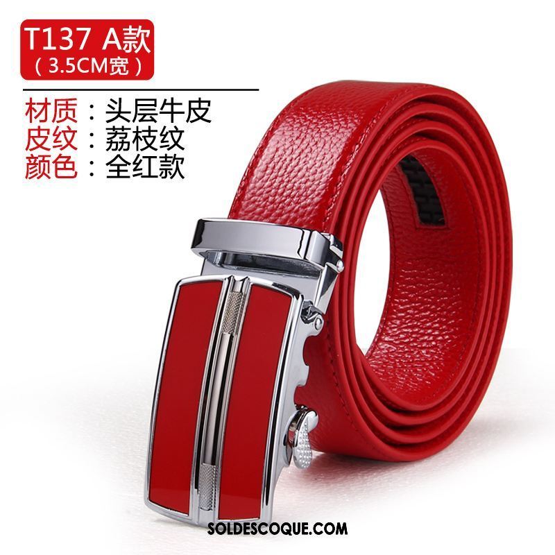 Ceinture Homme Cadeau Marier Rouge Pure Cuir Véritable En Ligne