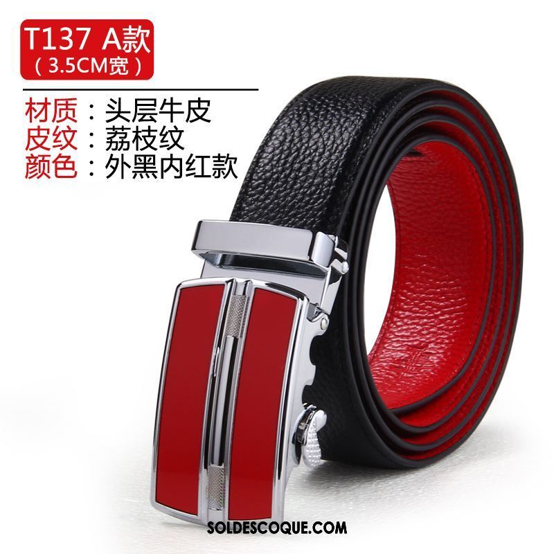 Ceinture Homme Cadeau Marier Rouge Pure Cuir Véritable En Ligne